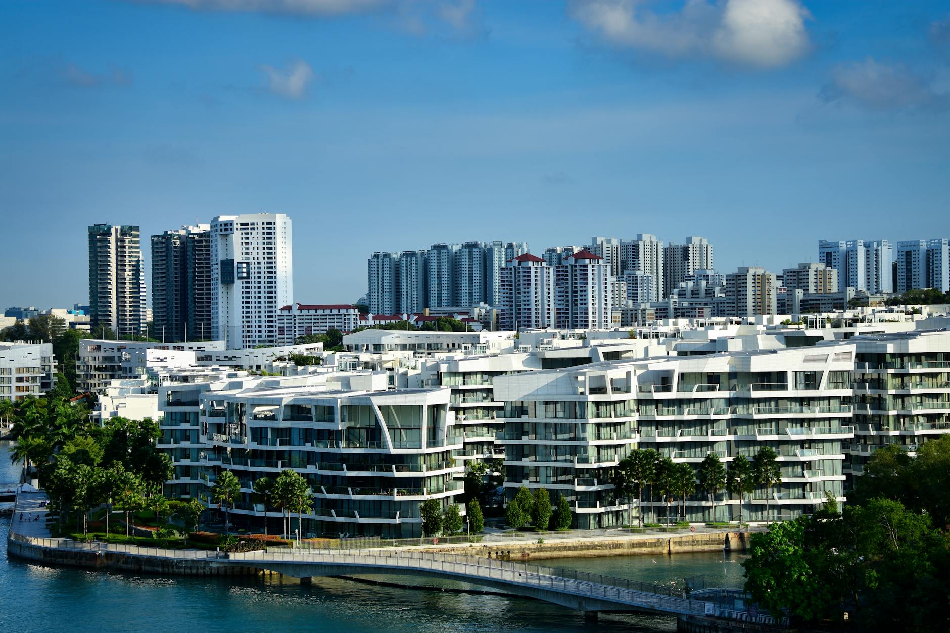 A stunning view of modern residential and high-rise buildings in Singapore.